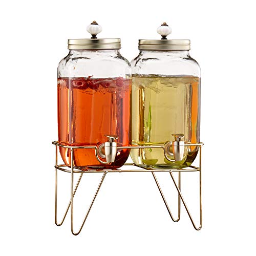 Style Setter Julian Beverage Dispenser High Quality Cold Drink Dispenser w/ 0.8 Gallon Capacity Each Glass Jug, Leak-Proof...