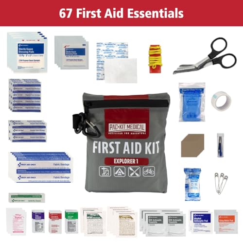 Pac-Kit Watertight Explorer 1 First Aid Kit for Hiking, Camping and Outdoor Activities, 67 Pieces