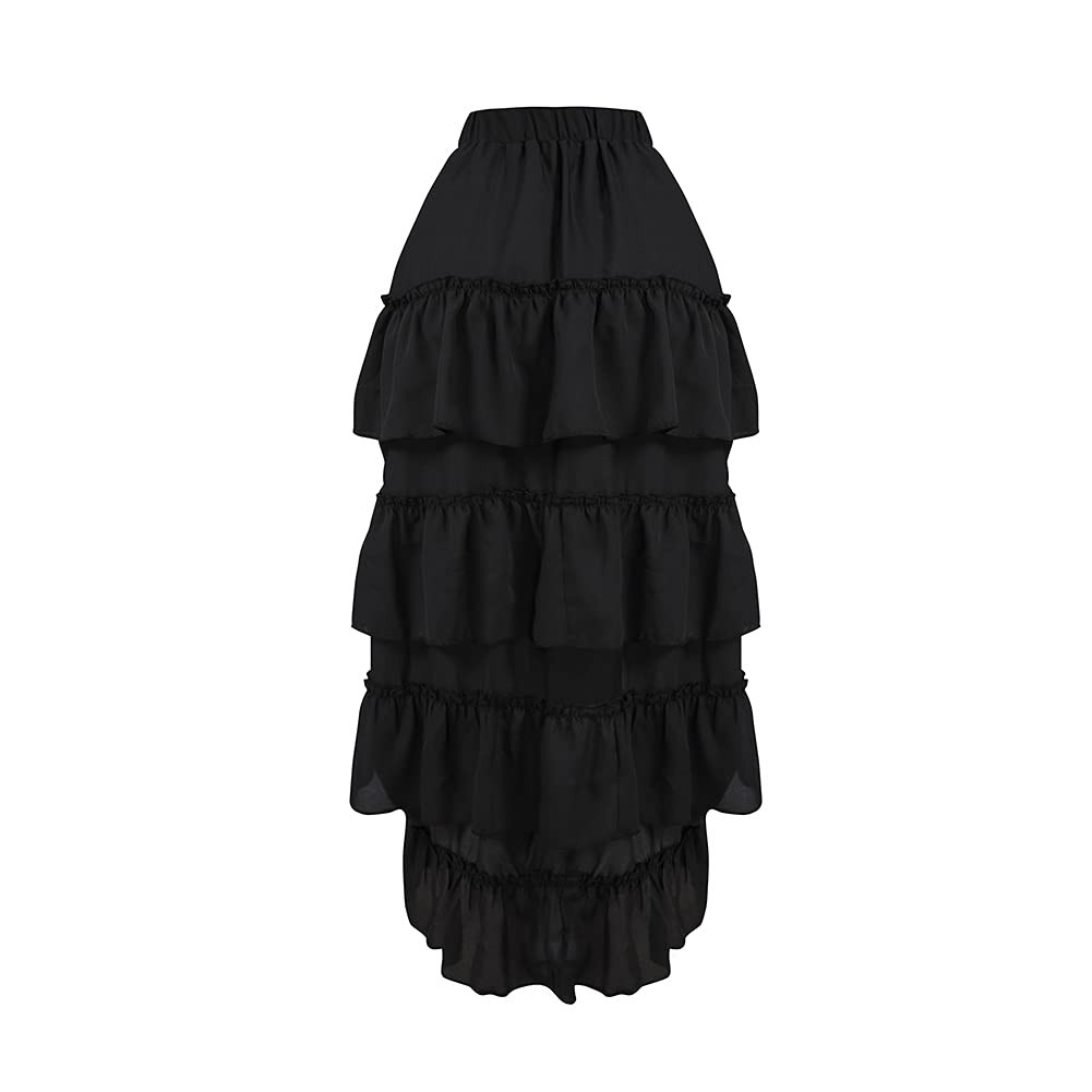 Cacycasa Womens Steampunk Victorian Cosplay Costume High-Low Show Skirt (Small, Black)