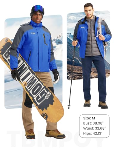 TBMPOY Men's Winter Jackets Skiing Waterproof Snow Thick Fleece Lined Hooded Utility Cold Weather Warm Outdoor Ice Work