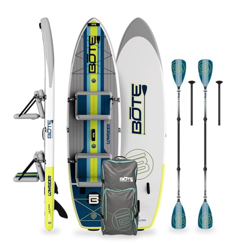 BOTE Low Rider Aero Inflatable Stand Up Paddle Board MAGNEPod Blow Up iSUP Convertible Seat Included Adults Kids Family Fr...