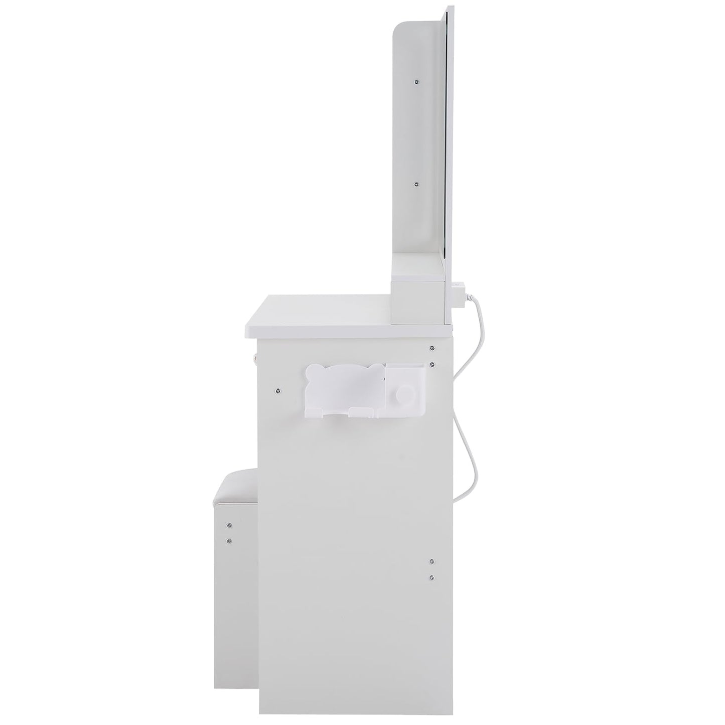 ESENATI Vanity Desk with Mirror and Lights,Makeup Vanity with Power Outlet,Hair Dryer Rack,5 Drawers,Storage Shelves,3 Light Modes Adjustble Brightness,Dressing Table with Stool for Bedroom,White