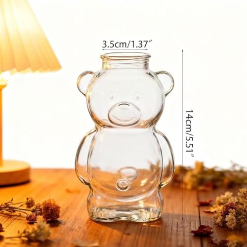 Bearista Glass Straw Cup Cute Bear with 2025 New Teddy Lid Kawaii Bears Shaped Cups for Coffee Smoothie Beer Cocktail Safe...