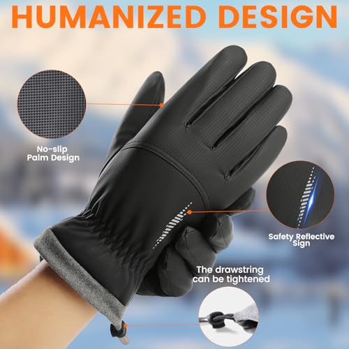 apaepr Winter Waterproof Ski Snow Warm Gloves for Women Men, Windproof Cold Weather Thermal with Touchscreen Fingers