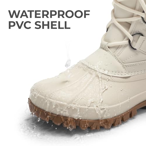 DREAM PAIRS Womens Winter Snow Duck Boots,Waterproof Mid Calf Anti-slip Stability Lace Up Faux Fur Lining Warm Cozy Boots ...