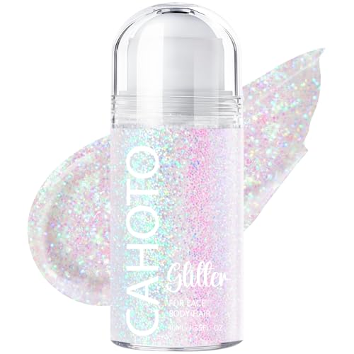 CAHOTO Pastel Rolling Glitter for Face Body & Hair, Sparkling Holographic Chunky Shimmer, Roll-on Sequins for Singer Conce...