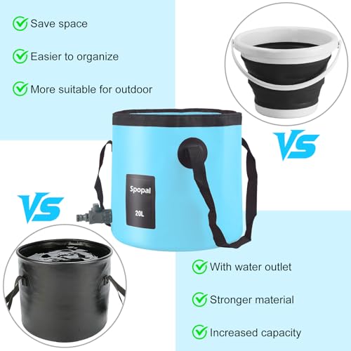 Spopal Collapsible Bucket with Handle 20L, Multifunctional Folding Water Container for Camping, Hiking, Traveling, Fishin...