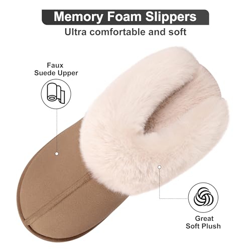 Metog Women's House Slippers Fluffy Soft Warm Slip On Bedroom Shoes Anti-Skid Cozy Plush for Indoor Outdoor