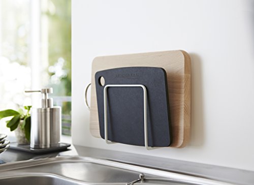 Yamazaki 3499 Suction Cutting Board Stand, White, Approx. 4.7 x 2.4 x 4.7 inches (12 x 6 x 12 cm), Plate, Cutting Board Stand