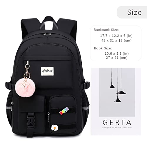 abshoo Big Student Laptop Backpack For College Women Middle High School Teen Girls Bookbag Travel Daypack (Black) | For Co...