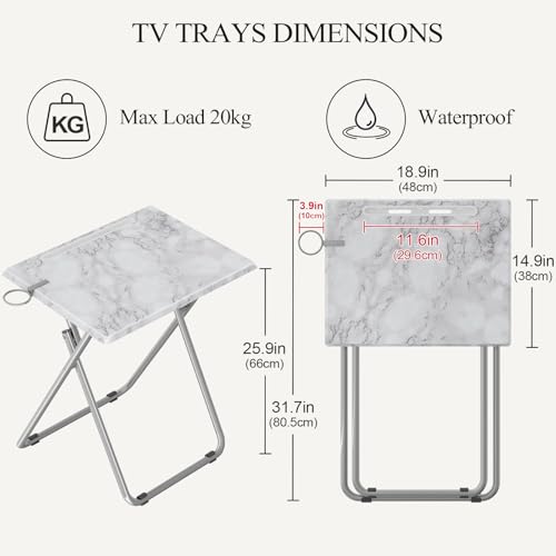 Folding TV Tray Tables, TV Dinner Trays for Eating, Portable Tv Trays with Cup Holder, Folding Tray Side Table, Foldable S...