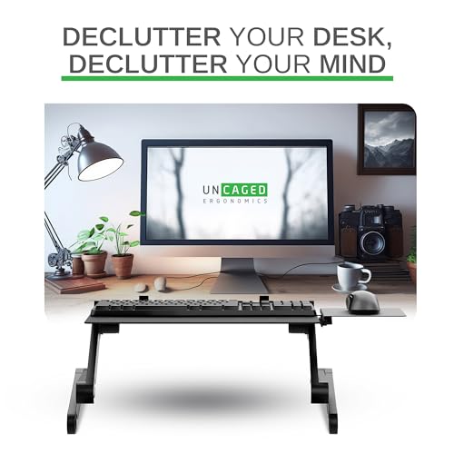 Uncaged Ergonomics WorkEZ Adjustable Computer Keyboard Stand for Desk, Keyboard & Mouse Riser, Ergonomic Portable Stand fo...