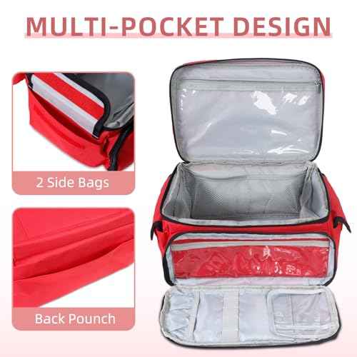 ALSLEA First Aid Bag Empty First Aid Kit Storage Box 12" x 9" x 7" Medical Bag Portable Pill Bottle Organizer Case for Ca...