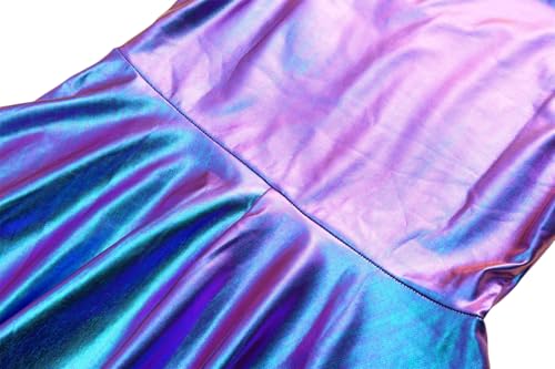 Shekavarld Girls Metallic Dress Kids Sparkly Shiny Dresses Twirl Swing Dresses