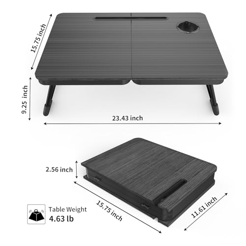 BUYIFY Portable Foldable Laptop Desk for Bed and Couch, Adjustable Lap Desk with Cup Holder and Phone Holder, Ideal for Wo...