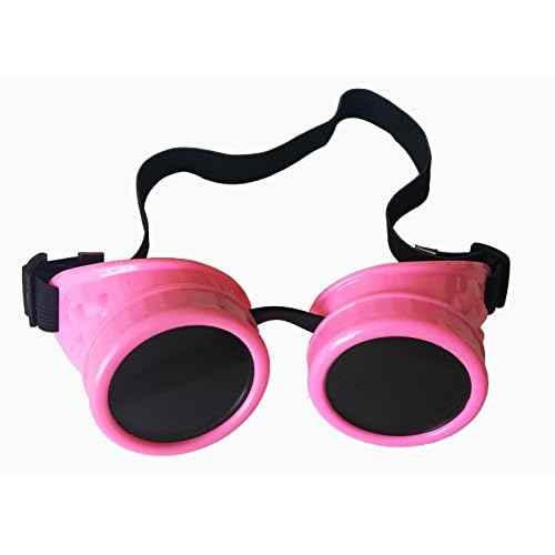 Wocst Cyber Goggles Vintage Steampunk Goggles Glasses Welding Goth Cosplay(Pink)