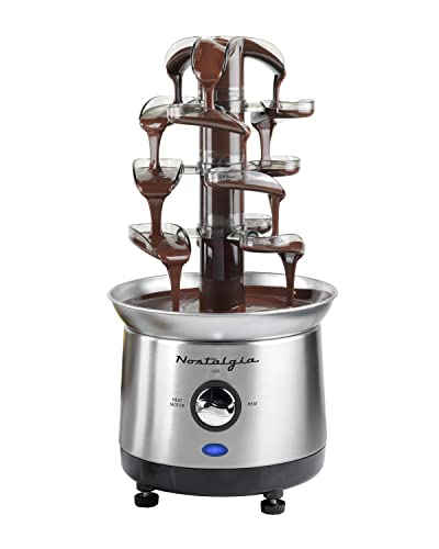 Nostalgia 4 Tier Electric Chocolate Fondue Fountain Machine for Parties - Melts Cheese, Queso, Candy, and Liqueur - Dip St...
