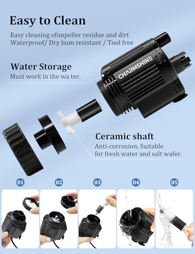 charmshine Electric Aquarium Gravel Cleaner [2025Edition] Removable Fish Tank Vacuum Water Changer Gravel Cleaner for Aqua...
