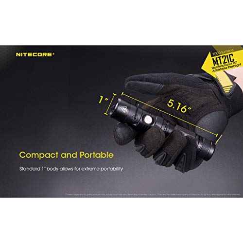 Nitecore MT21C 1000 Lumen 90 Degree Tiltable Head Multifunction LED Flashlight with LumenTac Batteries for Work and Everyday Carry