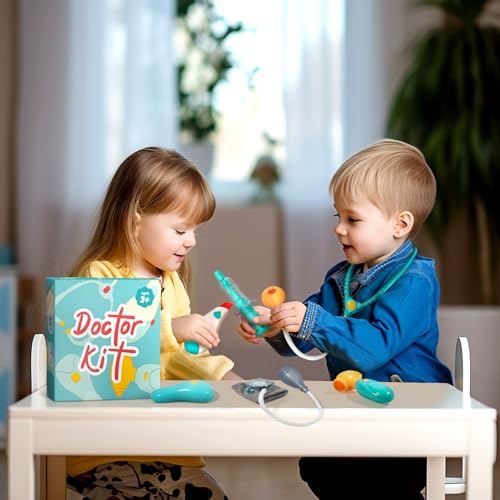 Doctor Kit for Toddlers 3-5 - Preschool Pretend Play Medical Kit with Stethoscope, Blood Pressure Cuff and Carrying Bag- D...