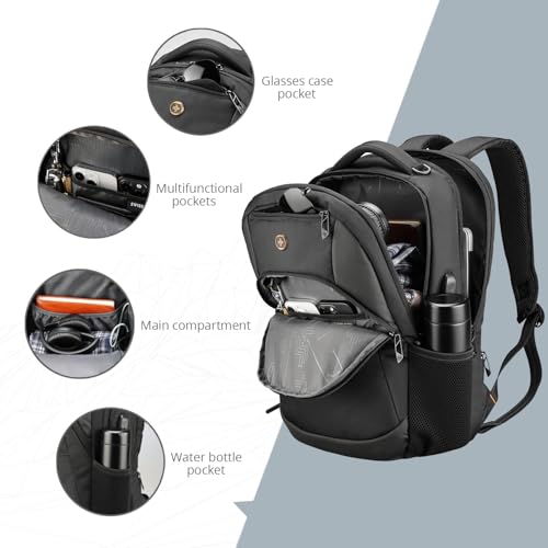 Swissdigital Design Travel Laptop Backpack, College Laptops Backpack with USB Charging Port for Men and Women Fits 16 Inch...