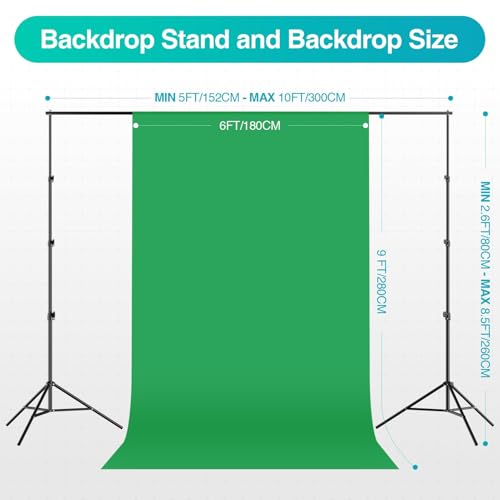 EMART 8.5 x 10 ft Backdrop Support System, Professional Photography Lighting Kit with 50W LED Blub, 6 * 9ft Backdrop *3, R...