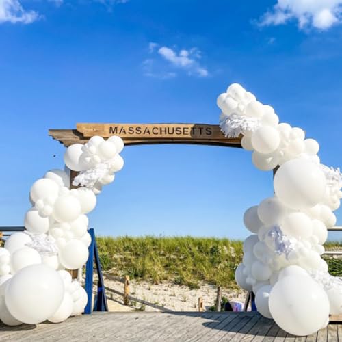 Awenztech White Balloons 12 inch, White Latex Balloons 50pcs Party Balloon for Engagement Bachelorette Bridal Shower Weddi...