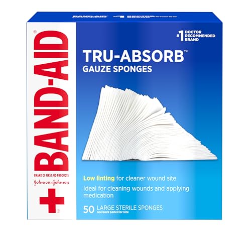 Band Aid Brand First Aid Products Tru-Absorb Sterile Gauze Sponges for Cleaning and Cushioning Minor Wounds, Cuts & Burns,...