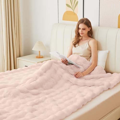 ORINOVA Pink Fluffy Blanket for Couch Living Room Faux Fur 50x60 Fuzzy Throw Blanket for Bed Soft Furry Bed Cozy Comforter...