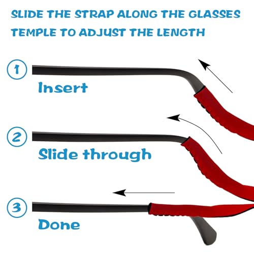 6 Pack Neoprene Glasses Straps Floating Sunglasses Eyeglass Strap Anti Slip Sports Safety Eyewear Retainer Holder for Adul...