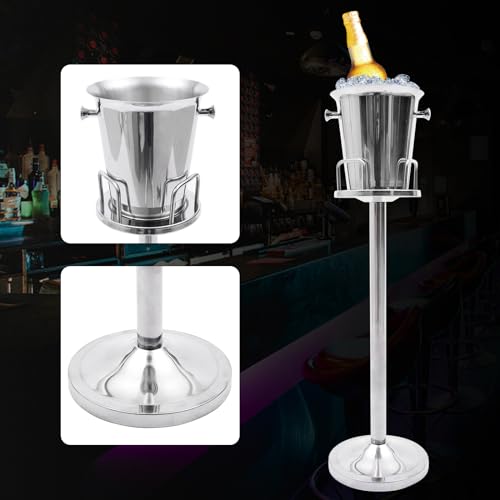 Champagne Ice Bucket with Stand, 5L/1.1Gal Stainless Steel Wine Bucket on Stand Ice Cube Chiller Container Standing Ice Bu...