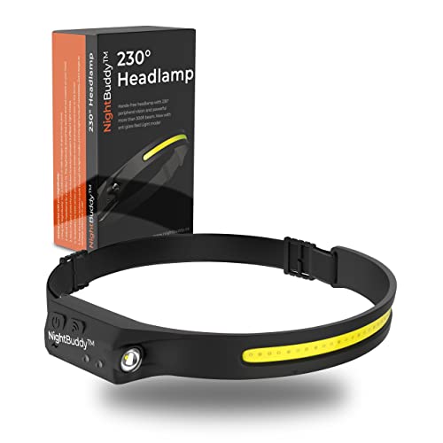 NightBuddy The Original LED Headlamp Rechargeable Flashlight for Adults Camping Essentials Backpacking Lights 4X Brighter ...