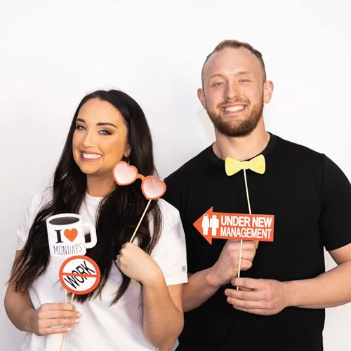 Retirement Photo Booth Props - 41-pc Photobooth Kit with 8 x 10-Inch Sign, 60 Adhesive Pads, 45 Sticks - Retirement Party ...