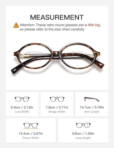 Slocyclub Fashion Oval Blue Light Blocking Glasses for Women Men Vintage Oval Small Frame Eyeglasses Retro Glasses, Whiske...