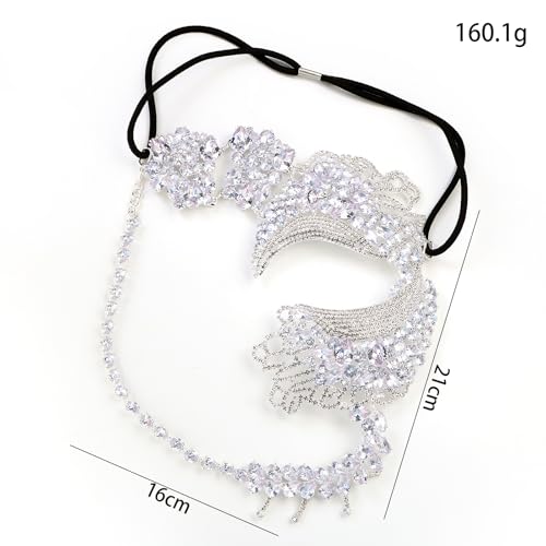 STONEFANS Masquerade Mask for Women Rhinestone Silver Venetian Mardi Gras Mask Costume Masquerade Accessories for Women