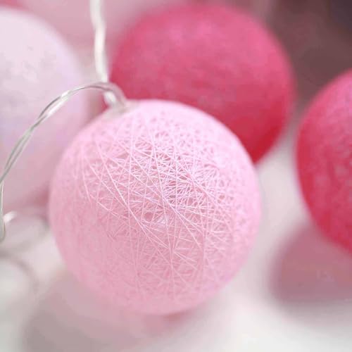 Efavormart 13Ft 20 LED Blush Cotton Ball String Light Backdrop Fairy Light Battery Operated for Wedding Party Event Decor