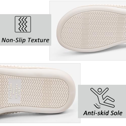 DL Women's Memory Foam Open Toe Slide Slippers with Cute Bow and Cozy Terry Lining, Slip-on House Shoes Spa Mules Sandals ...