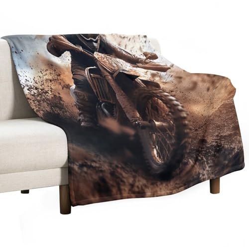 DIPQIMI Dirt Bike Racer Throw Blanket, Soft Lightweight Cozy Warm Extreme Outdoor Sport Flannel Blankets for Couch Bed Tra...