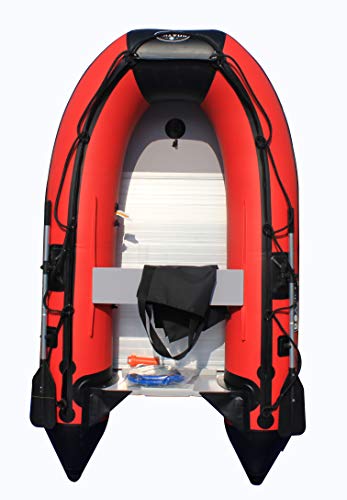 Boatify 8.9 ft Inflatable Boat Raft Dinghy Pontoon Boat with Aluminum Floor-Red