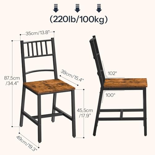 HOOBRO Kitchen Chairs Set of 2, Wooden Dining Room Chairs with Metal Frame, Dining Chairs with Back, Easy to Assemble, Far...