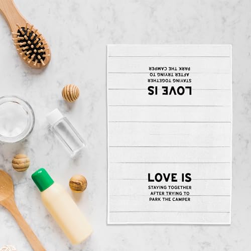 WFSM Camping Kitchen Towels, Camping Decor, Camper Towels, Camper Hand Towels, Camper RV Decor, Camper Gifts, Love is Stay...