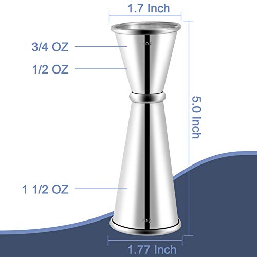 Briout Jigger for Bartending, Double Cocktail Jigger Japanese Premium 304 Stainless Steel Jigger 2 OZ 1 OZ with Measuremen...