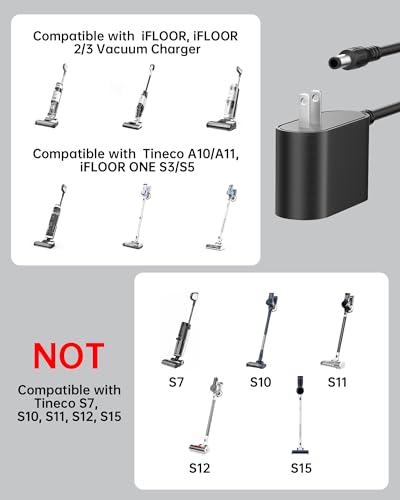 VHBW 26V Charger Replacement for TINECO Cordless Vacuum for TINECO IFLOOR 2 3 Series Cordless Floor Cleaner A10 Dash A11 S...