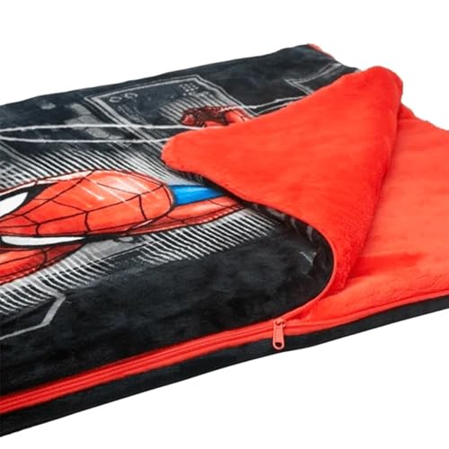 Marvel Spiderman Slumber Bag Set for Boys - Bundle of 54x56 Inches Spider-Man Sleeping Bag, Stickers, More | Spiderman Sil...