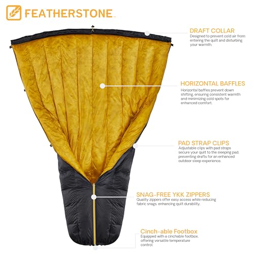 Featherstone Moondance 25 850 Fill Power Down Top Quilt Mummy Sleeping Bag Alternative for Ultralight Backpacking Camping ...