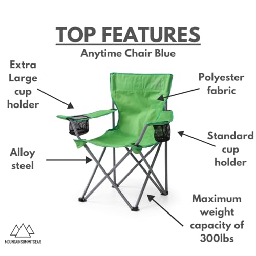 MOUNTAIN SUMMIT GEAR Anytime Chair for Camping, Sports, and The Outdoors w/Carry Bag, Camping Chairs for Adults, Folding C...