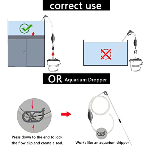 10 Gallon Fish Tank cleaner and Aquarium Water Changer Siphon with a Thinner Water Tubing. Perfect for Cleaning Small Fish...