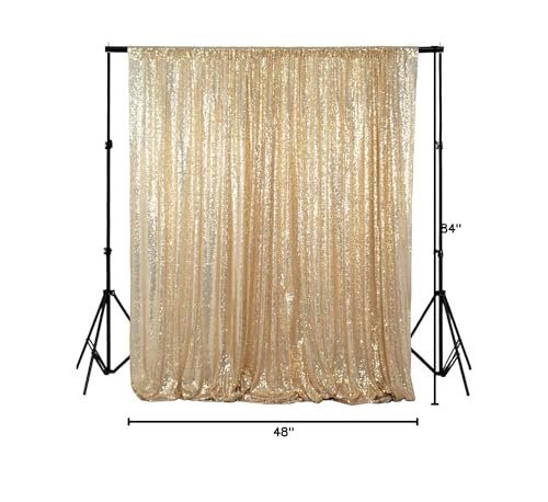 ShinyBeauty PHOTOBOOTH Backdrop - 4FTx7FT - Light Gold Sequin Fabric, Wedding & Rust Backdrop, Photography Curtains