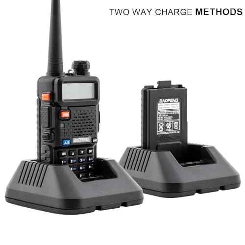 [5 Packs] Baofeng UV-5R Two Way Radio Dual Band 144-148/420-450Mhz Walkie Talkie with 1800mAh Li-ion Battery, Programming Cable, Headset, Belt Clip, Hand Strap, Desktop Charger (Black)