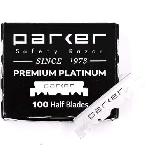 Parker Safety Razor Classic Black Straight Edge Barber Razor Shave Set - Includes 100% Pure Badger Brush, Chrome Stand, SRB Shavette Razor and 100 Blades